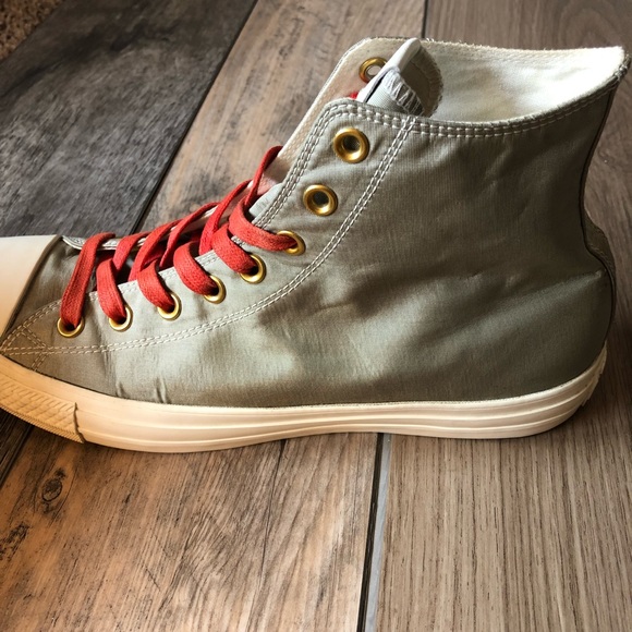 Custom Converse Boston High Tops Grey/Silver with Red Laces Men's Size 10 - Picture 7 of 15